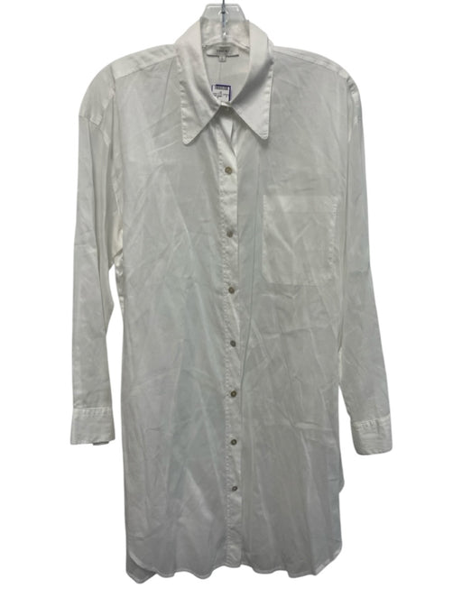 Vince Size S White Cotton Long Sleeve Button Down Collar Shirt Dress Dress White / S