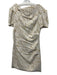 Theia Size 12 / L White & Beige Polyester & Acetate Short Sleeve Textured Dress White & Beige / 12 / L