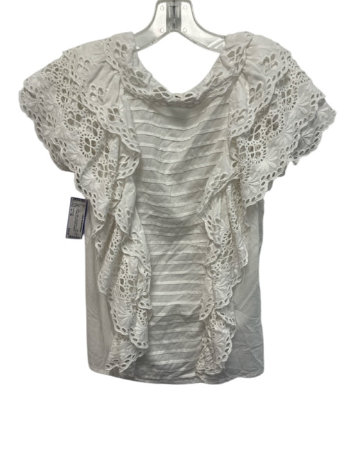 Antik Batik Size m / 40 White Cotton Short Sleeve Eyelet Lace Pleated Top White / m / 40