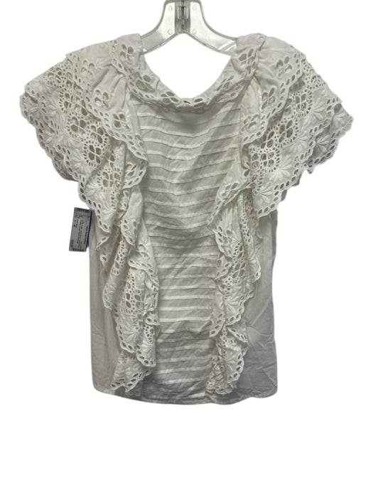 Antik Batik Size m / 40 White Cotton Short Sleeve Eyelet Lace Pleated Top White / m / 40