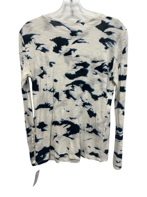 Proenza Schouler Size M White, Blue & Black Cotton Long Sleeve Semi Sheer Top White, Blue & Black / M