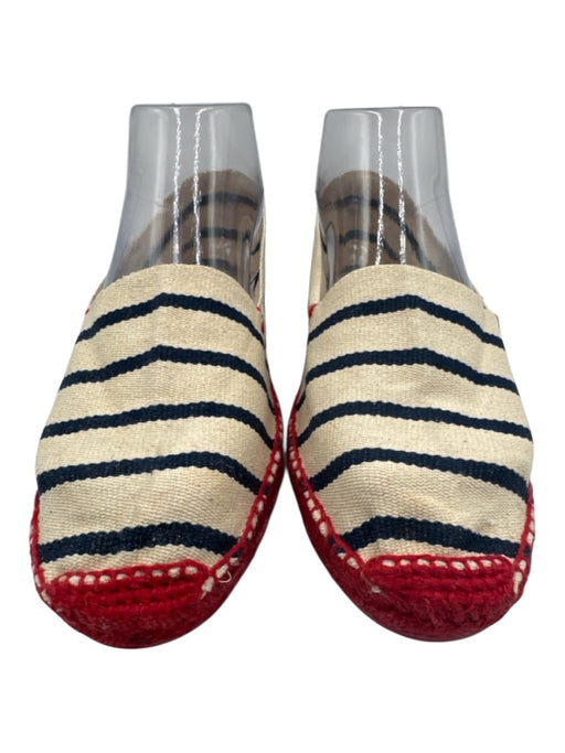 Saint James Shoe Size 37 Cream, Navy & Red Canvas Woven Striped Espadrille Cream, Navy & Red / 37