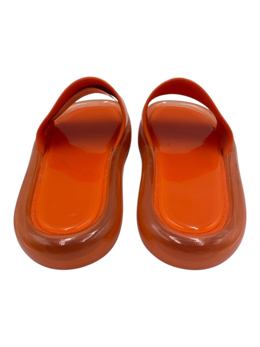 Tory Burch Shoe Size 6 Orange Rubber Jelly Logo Slip On Slide Sandals Orange / 6