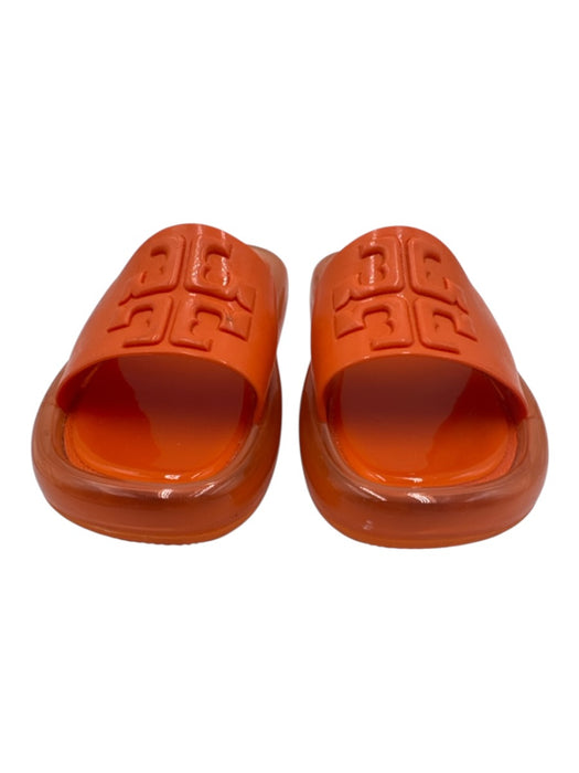 Tory Burch Shoe Size 6 Orange Rubber Jelly Logo Slip On Slide Sandals Orange / 6