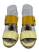 Fendi Shoe Size 38 Yellow, Brown & Beige Patent Leather Square Buckle Sandals Yellow, Brown & Beige / 38