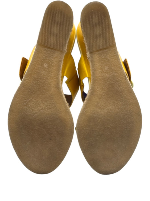 Fendi Shoe Size 38 Yellow, Brown & Beige Patent Leather Square Buckle Sandals Yellow, Brown & Beige / 38