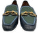 Tory Burch Shoe Size 6.5 Navy blue & green Leather & Textile Gold Buckle Loafers Navy blue & green / 6.5