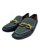 Tory Burch Shoe Size 6.5 Navy blue & green Leather & Textile Gold Buckle Loafers Navy blue & green / 6.5