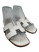 Hermes Shoe Size 38.5 White & Brown Leather Square Toe Slip On H Logo Sandals White & Brown / 38.5