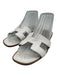 Hermes Shoe Size 38.5 White & Brown Leather Square Toe Slip On H Logo Sandals White & Brown / 38.5
