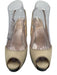 Christian Louboutin Shoe Size 37.5 Nude Beige Canvas Peep Toe Slingback Pumps Nude Beige / 37.5