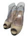 Christian Louboutin Shoe Size 37.5 Nude Beige Canvas Peep Toe Slingback Pumps Nude Beige / 37.5