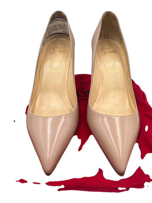 Christian Louboutin Shoe Size 37.5 Nude Beige Patent Leather Pointed Toe Pumps Nude Beige / 37.5