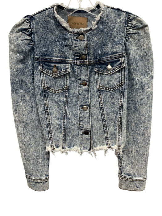Retrofete Size Small Medium Wash Cotton Denim Long puff sleeve Acid Wash Jacket Medium Wash / Small