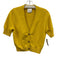 Allude Size XS Yellow Cotton Blend Short Sleeve Button Front Knit Ribbed Sweater Yellow / XS