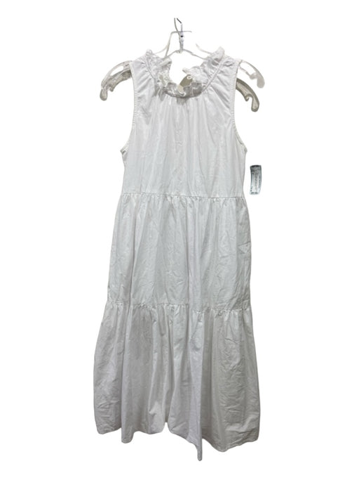 Lake Size S White Cotton High Neck Sleeveless Ruffle Detail Maxi Dress White / S