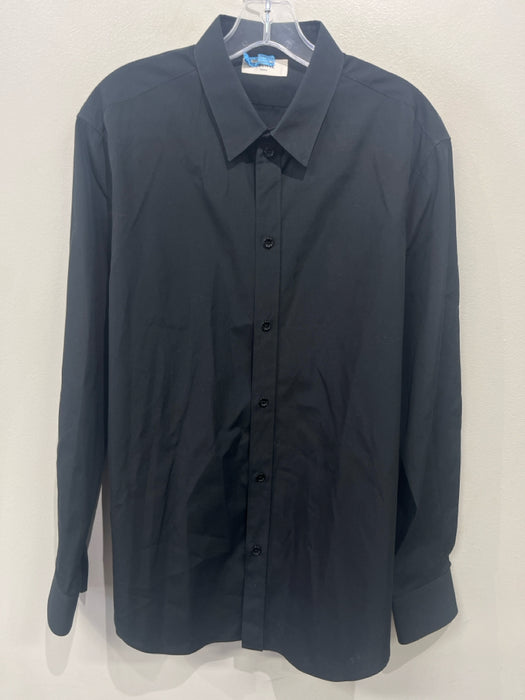 Celine Size 42 Black Cotton Solid Button Down Men's Long Sleeve Shirt