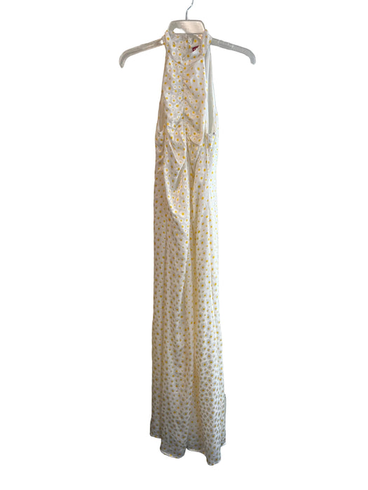 Staud Size 10 White & yellow Viscose & Polyester High Neck lined Daisy Dress