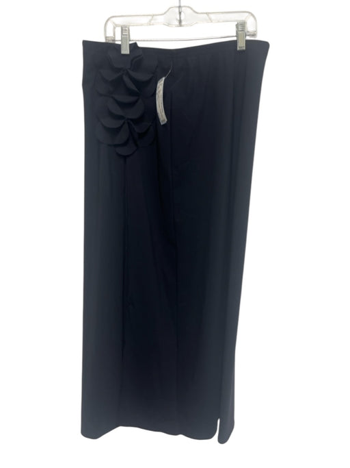 Karla Colletto Size M Black Nylon Blend flower applique Side Slit Cover Up Skirt Black / M