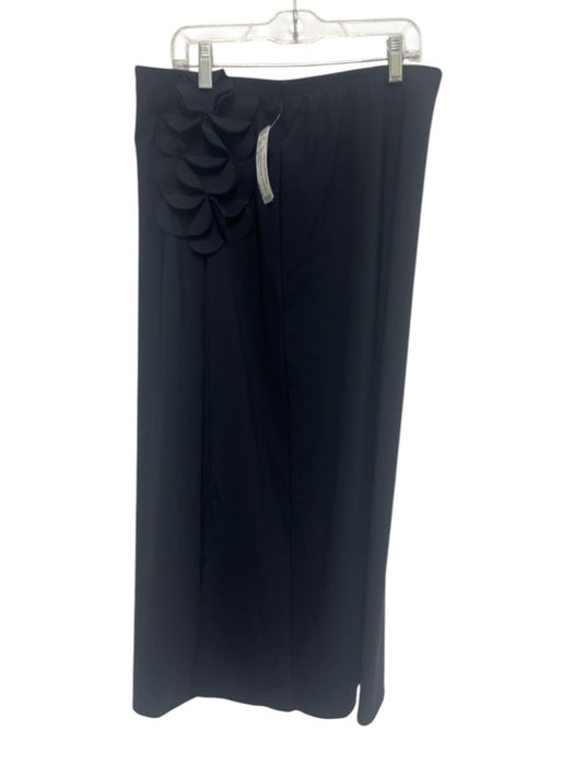 Karla Colletto Size M Black Nylon Blend flower applique Side Slit Cover Up Skirt Black / M