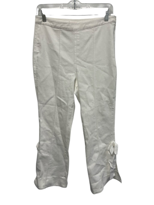 Cinq a Sept Size 8 White Cotton Blend Grosgrain High Rise Side Ties Crop Jeans White / 8