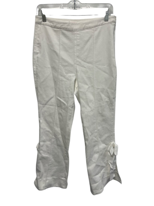 Cinq a Sept Size 8 White Cotton Blend Grosgrain High Rise Side Ties Crop Jeans White / 8