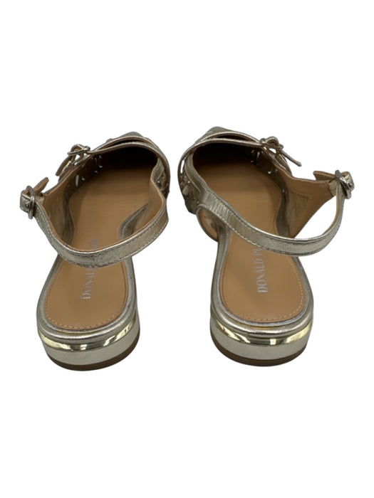 Donald Pliner Shoe Size 9M Gold Leather Pointed Toe Floral Applique Flats Gold / 9M