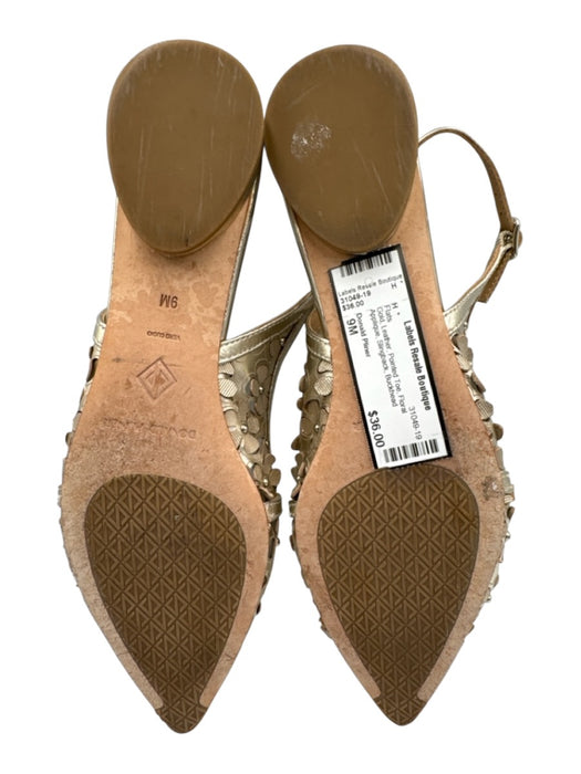 Donald Pliner Shoe Size 9M Gold Leather Pointed Toe Floral Applique Flats Gold / 9M