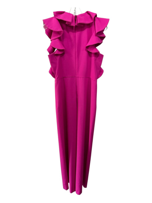Posh Couture Size L Hot pink Polyester Sleeveless Ruffle Neckline Jumpsuit Hot pink / L