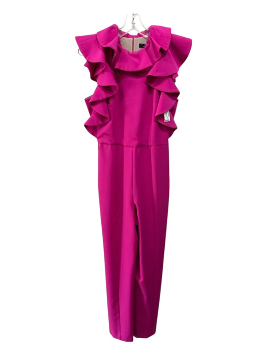 Posh Couture Size L Hot pink Polyester Sleeveless Ruffle Neckline Jumpsuit Hot pink / L