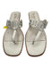 Tory Burch Shoe Size 9.5 White Leather Thong Strap Logo Square Toe Sandals White / 9.5