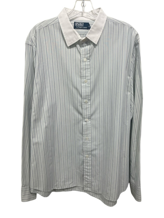 Polo Ralph Lauren AS IS Size XL White & Blue Cotton Striped Long Sleeve Shirt White & Blue / XL