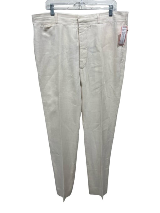 Polo Ralph Lauren Size 35 Beige Linen Button Fly Adjustable Waist Men's Pants Beige / 35