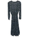 Misa Size XS Blue & Black Polyester Blend Long Sleeve Floral Ruffles Maxi Dress Blue & Black / XS