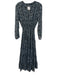 Misa Size XS Blue & Black Polyester Blend Long Sleeve Floral Ruffles Maxi Dress Blue & Black / XS