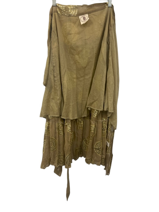 Muche Muchette Size One Size Tan & Gold Viscose Long Sleeve Wrap Maxi Skirt Set Tan & Gold / One Size