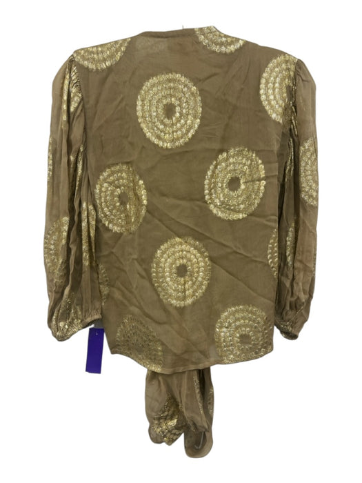 Muche Muchette Size One Size Tan & Gold Viscose Long Sleeve Wrap Maxi Skirt Set Tan & Gold / One Size