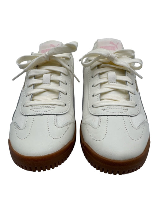 Puma Shoe Size 7 White, Pink, Brown Leather Stripe Low Top Lace Up Sneakers White, Pink, Brown / 7