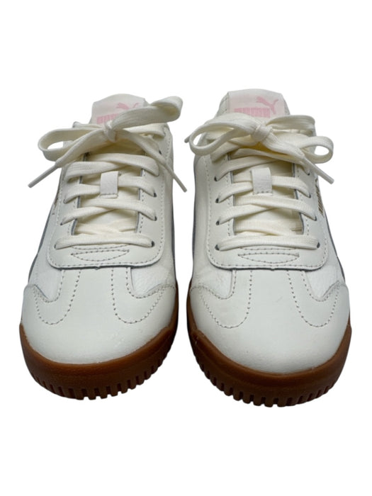 Puma Shoe Size 7 White, Pink, Brown Leather Stripe Low Top Lace Up Sneakers White, Pink, Brown / 7
