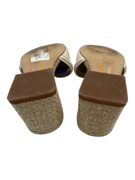 Sam Edelman Shoe Size 7 White & Beige Leather Upper Square Toe Woven Sandals White & Beige / 7