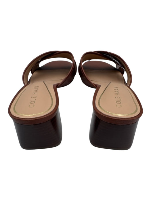 Cole Haan Shoe Size 7B Brown Leather Upper Low Block Heel Criss Cross Sandals Brown / 7B