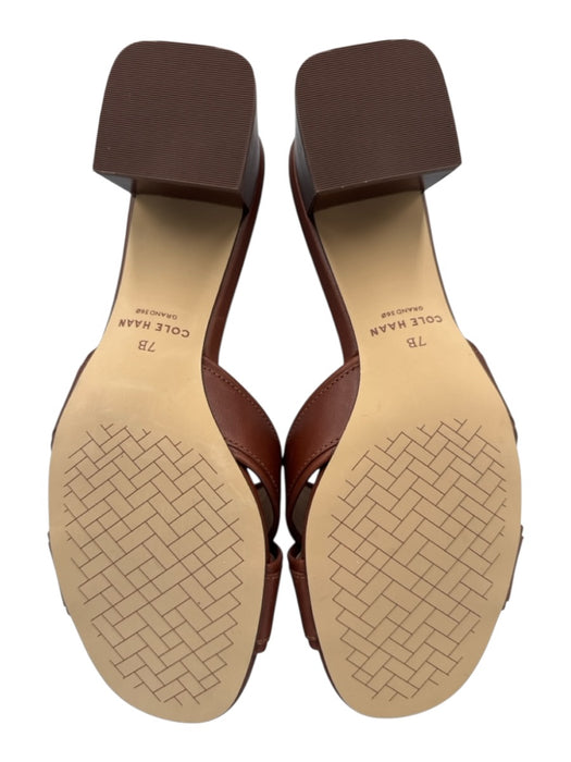 Cole Haan Shoe Size 7B Brown Leather Upper Low Block Heel Criss Cross Sandals Brown / 7B