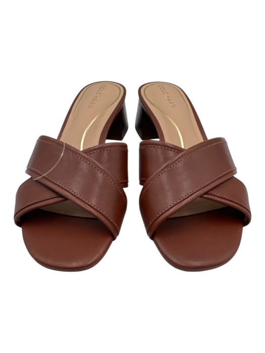 Cole Haan Shoe Size 7B Brown Leather Upper Low Block Heel Criss Cross Sandals Brown / 7B