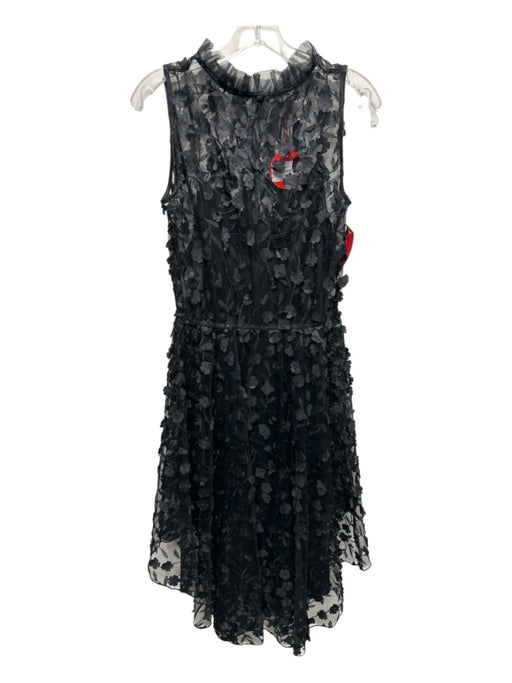 Eva Franco Size 8 Black Polyester Sheer Floral Overlay Under lining Dress Black / 8
