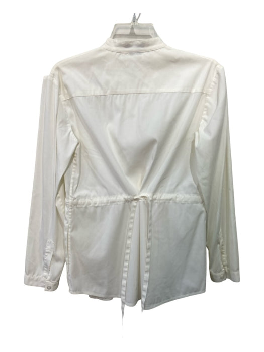 Theory Size P White Cotton Long Sleeve Button Front Drawstring Top White / P