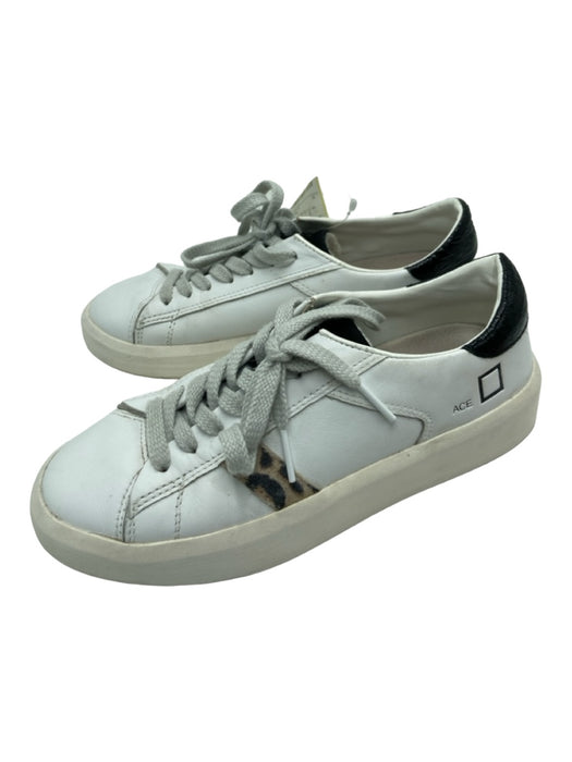 D.A.T.E. Shoe Size 5 White, Black, Brown Leather Rubber skin grip Sneakers White, Black, Brown / 5