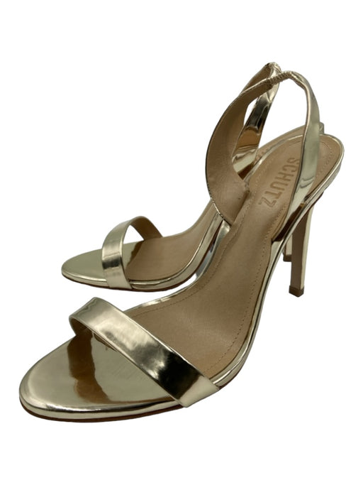 Schutz Shoe Size 8.5 Gold Open Toe & Heel Slingback Stiletto Pumps Gold / 8.5
