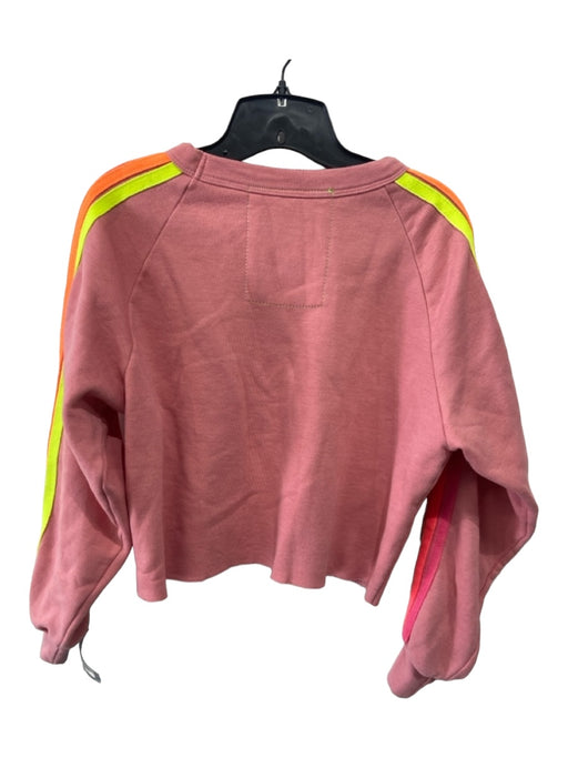 Aviator Nation Size M Pink & Multi Cotton Blend Crew Neck Lightning Bolt Sweater Pink & Multi / M