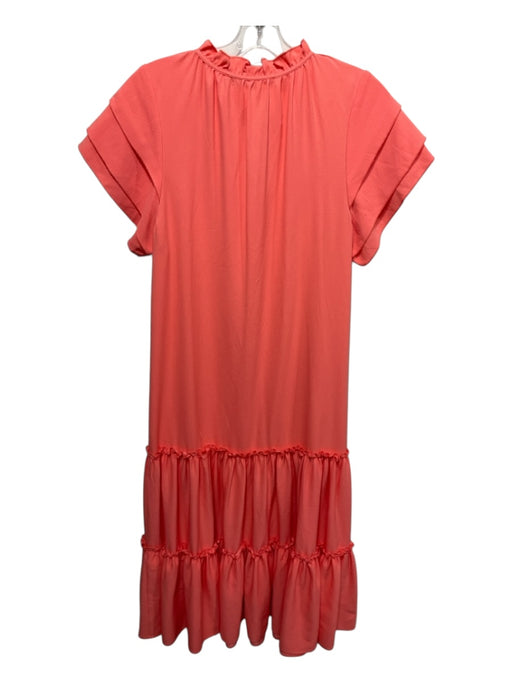 Marie Oliver Size XS coral Polyester Tie V Neck Cap Sleeve Tiered Dress coral / XS