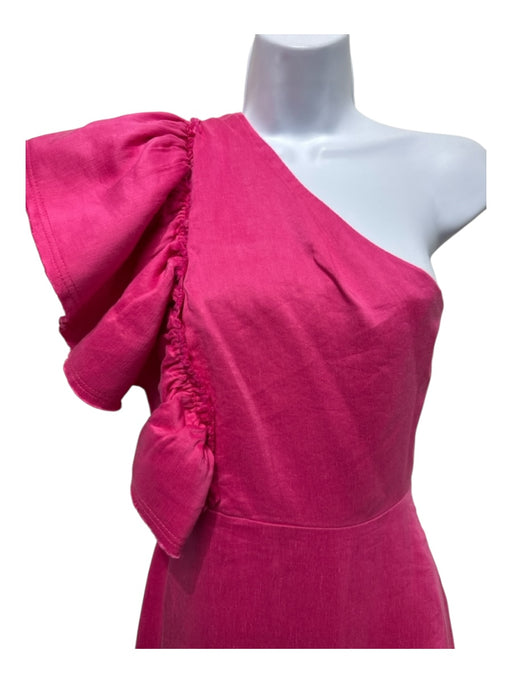 Aje. Size 8 Pink Viscose & Linen One Shoulder Tiered Asymmetric Ruffle Dress Pink / 8